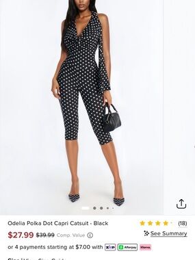 *SOLD*Fashion Nova Black Polka Dot Capri Jumpsuit